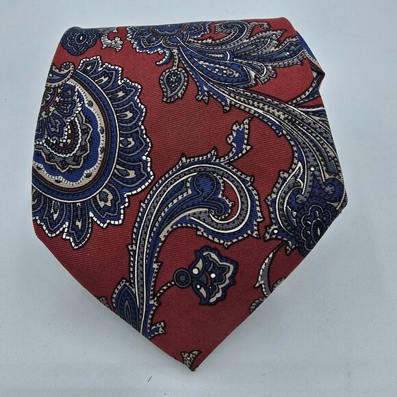 Vintage 1990s Christian Dior Red And Blue Menswear Necktie 55 X 3 Inches Silk - Picture 1 of 6